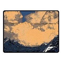 Wave Aesthetic Ocean Retro Sea Vintage Two Sides Fleece Blanket (small) by Cendanart