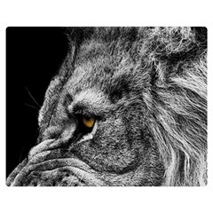 Angry Male Lion Roar Wild Animal Premium Plush Fleece Blanket (medium) by Cendanart