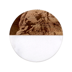 Angry Male Lion Roar Wild Animal Classic Marble Wood Coaster (round)  by Cendanart