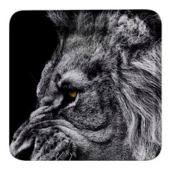 Angry Male Lion Roar Wild Animal Square Glass Fridge Magnet (4 Pack) by Cendanart