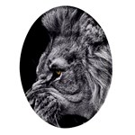 Angry Male Lion Roar Wild Animal Oval Glass Fridge Magnet (4 pack) Front