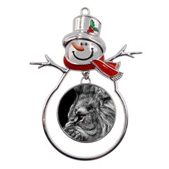 Angry Male Lion Roar Wild Animal Metal Snowman Ornament by Cendanart