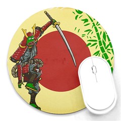 Meme Samurai Artwork Japaneses Round Mousepad by Cendanart