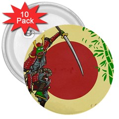 Meme Samurai Artwork Japaneses 3  Buttons (10 Pack)  by Cendanart