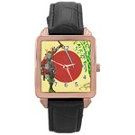 Meme Samurai Artwork Japaneses Rose Gold Leather Watch  Front