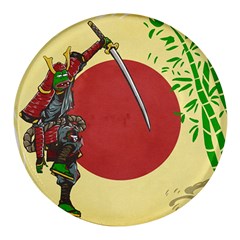 Meme Samurai Artwork Japaneses Round Glass Fridge Magnet (4 Pack) by Cendanart