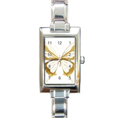 Simulated Gold Leaf Gilded Butterfly Rectangle Italian Charm Watch by essentialimage