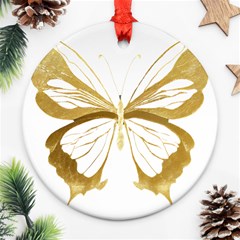 Simulated Gold Leaf Gilded Butterfly Ornament (round) by essentialimage