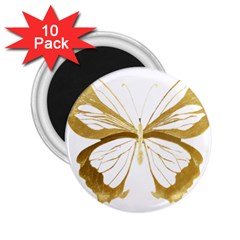 Simulated Gold Leaf Gilded Butterfly 2 25  Magnets (10 Pack)  by essentialimage