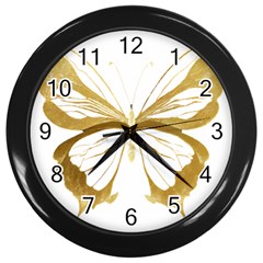 Simulated Gold Leaf Gilded Butterfly Wall Clock (black) by essentialimage