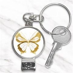 Simulated Gold Leaf Gilded Butterfly Nail Clippers Key Chain by essentialimage