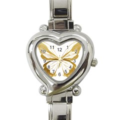 Simulated Gold Leaf Gilded Butterfly Heart Italian Charm Watch by essentialimage