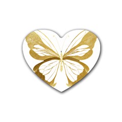 Simulated Gold Leaf Gilded Butterfly Rubber Heart Coaster (4 Pack) by essentialimage