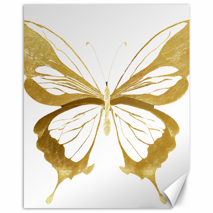 Simulated Gold Leaf Gilded Butterfly Canvas 11  x 14 