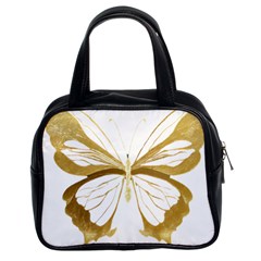 Simulated Gold Leaf Gilded Butterfly Classic Handbag (two Sides)