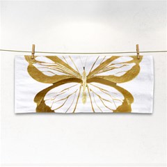 Simulated Gold Leaf Gilded Butterfly Hand Towel by essentialimage