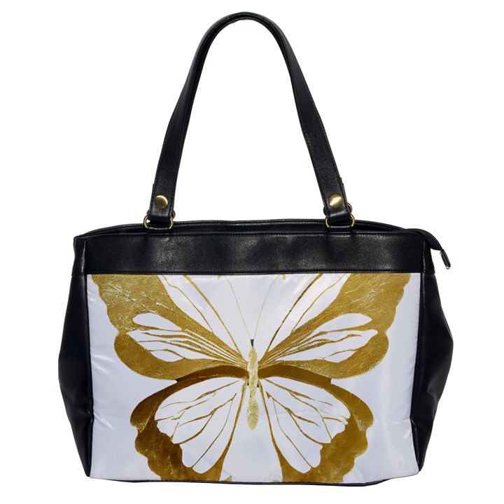 Simulated Gold Leaf Gilded Butterfly Oversize Office Handbag