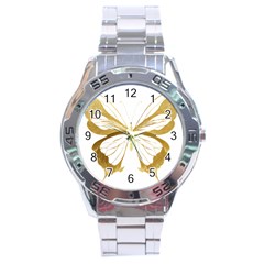 Simulated Gold Leaf Gilded Butterfly Stainless Steel Analogue Watch by essentialimage