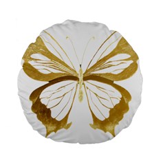 Simulated Gold Leaf Gilded Butterfly Standard 15  Premium Round Cushions by essentialimage