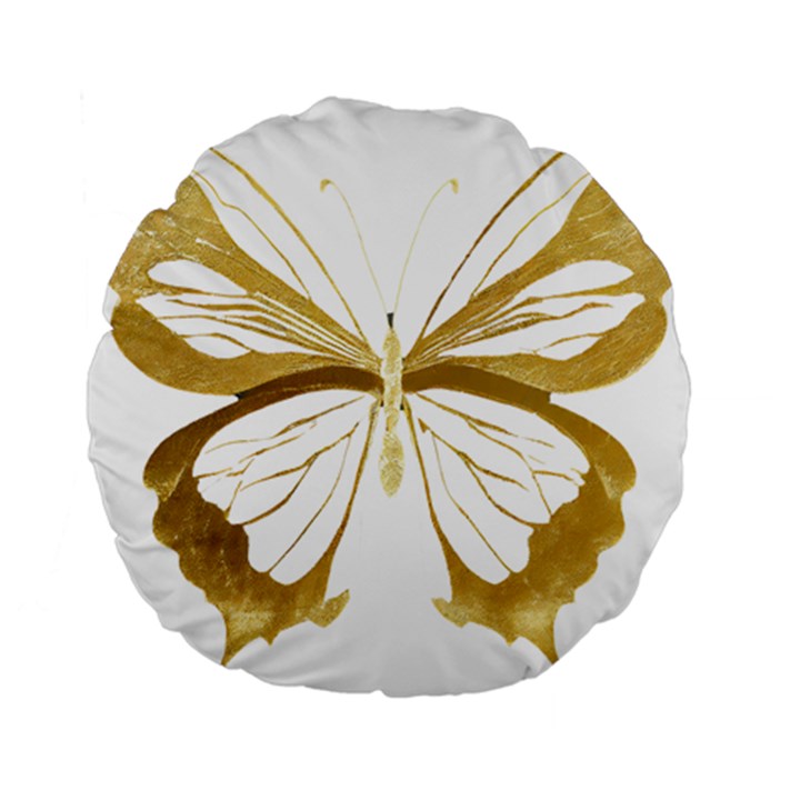 Simulated Gold Leaf Gilded Butterfly Standard 15  Premium Round Cushions