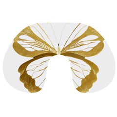 Simulated Gold Leaf Gilded Butterfly Travel Neck Pillow by essentialimage