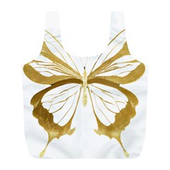 Simulated Gold Leaf Gilded Butterfly Full Print Recycle Bag (l) by essentialimage