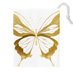 Simulated Gold Leaf Gilded Butterfly Drawstring Pouch (5xl) by essentialimage