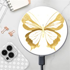 Simulated Gold Leaf Gilded Butterfly Wireless Fast Charger(white) by essentialimage