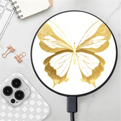 Simulated Gold Leaf Gilded Butterfly Wireless Fast Charger(black) by essentialimage