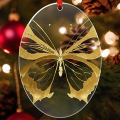 Simulated Gold Leaf Gilded Butterfly Uv Print Acrylic Ornament Oval