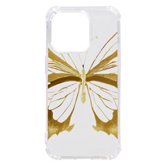 Simulated Gold Leaf Gilded Butterfly Iphone 14 Pro Tpu Uv Print Case by essentialimage