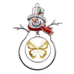 Simulated Gold Leaf Gilded Butterfly Metal Snowman Ornament by essentialimage