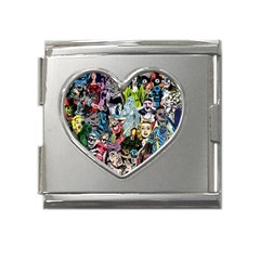 Vintage Horror Collage Pattern Mega Link Heart Italian Charm (18mm) by Ket1n9