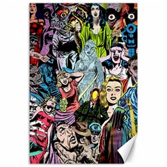 Vintage Horror Collage Pattern Canvas 24  X 36  by Ket1n9