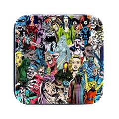 Vintage Horror Collage Pattern Square Metal Box (black) by Ket1n9