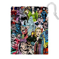 Vintage Horror Collage Pattern Drawstring Pouch (4xl) by Ket1n9