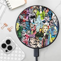 Vintage Horror Collage Pattern Wireless Fast Charger(black) by Ket1n9