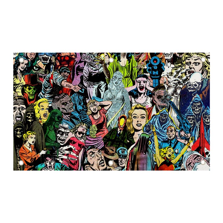 Vintage Horror Collage Pattern Banner and Sign 5  x 3 