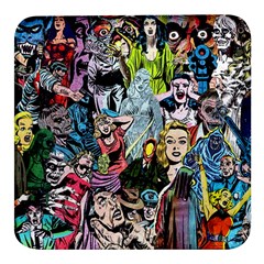 Vintage Horror Collage Pattern Square Glass Fridge Magnet (4 Pack) by Ket1n9