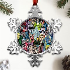 Vintage Horror Collage Pattern Metal Small Snowflake Ornament by Ket1n9