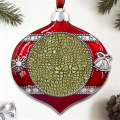 Aligator Skin Metal Snowflake And Bell Red Ornament by Ket1n9