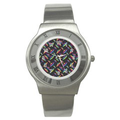 Alien Patterns Vector Graphic Stainless Steel Watch by Ket1n9