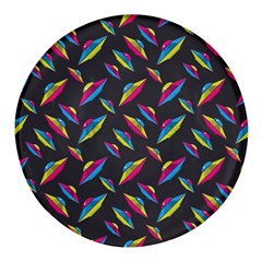 Alien Patterns Vector Graphic Round Glass Fridge Magnet (4 Pack) by Ket1n9