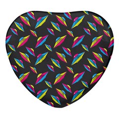 Alien Patterns Vector Graphic Heart Glass Fridge Magnet (4 Pack) by Ket1n9