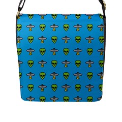 Alien Pattern Flap Closure Messenger Bag (l) by Ket1n9