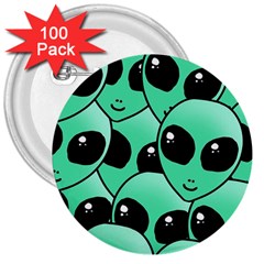 Art Alien Pattern 3  Buttons (100 Pack)  by Ket1n9