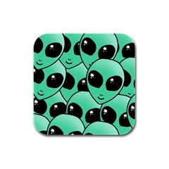 Art Alien Pattern Rubber Square Coaster (4 Pack) by Ket1n9