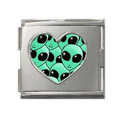 Art Alien Pattern Mega Link Heart Italian Charm (18mm) by Ket1n9