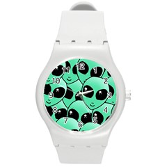 Art Alien Pattern Round Plastic Sport Watch (m) by Ket1n9