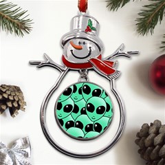 Art Alien Pattern Metal Snowman Ornament by Ket1n9